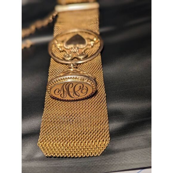 Antique Victorian mesh gold filled pocket watch fob by F.M. C.O. in good condit - Picture 2 of 7